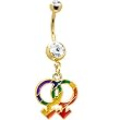 Rainbow Double Male Symbol Belly Ring