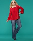 INC International Concepts? Plus Size V-Neck Top with Satin Trim & Classic Boot-Cut Jeans