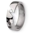 Polished Titanium and 1/6ct. Diamond Ring (6.0 mm) With Wood Box - Sizes 8-12
