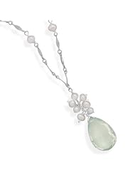 Green Amethyst and Cultured Freshwater Pearls Necklace