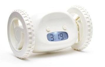 Nanda White Clocky Run & Hide Alarm Clock w/ Wheels