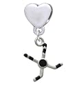 Hockey Sticks with Puck European Heart Charm Dangle Bead [Jewelry]