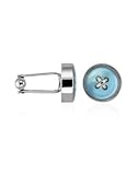 Forzieri Blue Button Mother-of-Pearl Silver Plated Cufflinks