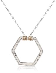 Adina Reyter Big Tiny Wrapped Hexagon Silver and Gold Necklace