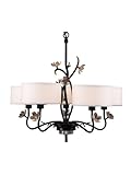 IMAGE OF Dale Tiffany PH80581 Sara Bay 5-Light Chandelier, Antique Bronze and Fabric Shade