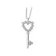 14K White Gold Diamond Heart Key Pendant - 0.10 Ct.