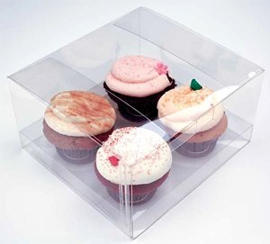 Crystal Clear Cupcake Box Set - Clear - Standard - Holds 4