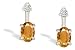 14K White Gold Genuine Oval Citrine and Diamond Drop Earrings