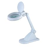 Electronics : GX Optical MAG8092 Illuminated Desk Stand Magnifier, Desk Mounted, Glass Lens, 12W Fluorescent Ring Lamp, Adjustable Arm, White Finish, ideal for industry, Education and the Home