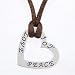 Sterling Silver Heart Shaped LOVE PEACE JOY Affirmation Pendant on Brown Satin Cord. #8954