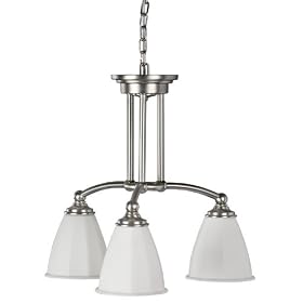 American Fluorescent FAP313SNSCT Faceted Blown Glass Pendant, 3 Light, Satin Nickel