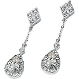 14K White Gold Created Moissanite Earring