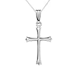 Sterling Silver Polished Embossed Cross Pendant, 18