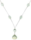 Sterling Silver Linked Aquamarine and Prehnite Necklace, 17