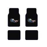 A Set of 4 Universal Fit Plush Carpet Floor Mats - American Bald Eagle Flag 
