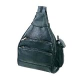 Black Lambskin Leather Backpack Sling Purse w/ Cell Phone Holder