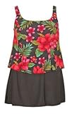 Jungle Garden One Piece Plus Size Mock Skirtini Swimsuit by Beach Native - Women's Swimwear Plus Size Swimsuit