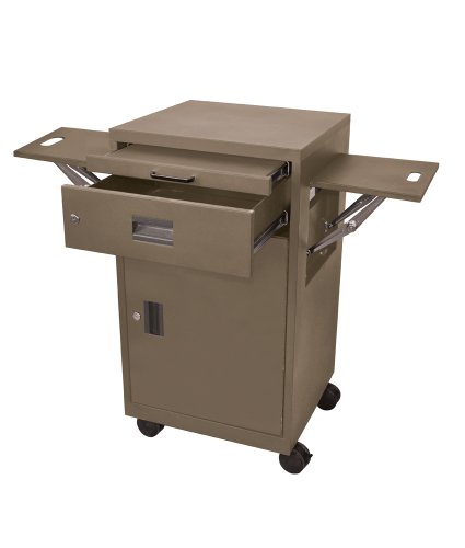 Brown Luxor Metal Multimedia Cabinet with Pull-Out Keyboard tray and 2 Pop up Side Shelves On Sale