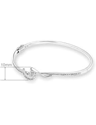 (X1000Diamond) 18K/750 White Gold Solitaire Diamond Accent Bangle (Perimeter 55mm, 0.40ct, G-H Color, VS2-SI1 Clarity)