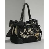 Juicy Couture Terry Heart Tassel Daydreamer Bag Tote Black