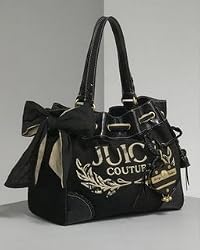 Juicy Couture Terry Heart Tassel Daydreamer Bag Tote Black