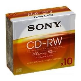 Sony CD-RW 700MB High Speed 4-10 x Slim case 10-pack