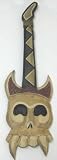 Hand Carved Skull Guitar Wall Hanging Bar Decor 24