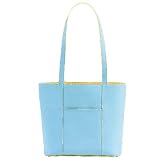 Baekgaard Leather Tote - Caribbean Blue/Lemon