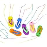 12 ~ Flip Flop Necklaces ~ Plastic Flip Flop Approx. 2.5" L ~ Assorted Colors ~ New