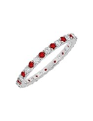 Ruby and Diamond Eternity Bangle 14K White Gold - 10.00 CT TGW