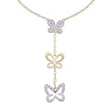 18k Yellow Gold Plated Sterling Silver Diamond Accent Butterfly Y Necklace, 17 317ffj88sYL. SL160 18k Yellow Gold Plated Sterling Silver Diamond Accent Butterfly Y Necklace, 17