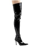 Black Sexy Thigh High Stiletto Boots - 10