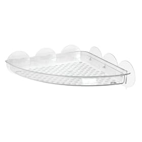 SUCTION Large Clear Corner Tub Shelf