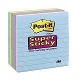 3M 675-6SST 3M Post-it Super Sticky Notes, 4 x 4, Five Tropical Colors, Six 90-Sheet Pads/Pk