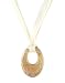 Necklace - N391 - Murano Glass Style - Open Oval Shape ~ Brown, Copper, Gold and Cream hung on 5 Strand Organza and Cotton Cord + 2" Extension Chain
