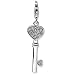 Jewelry Locker Sterling Silver Heart Top CZ Key with Lobster Clasp Charm