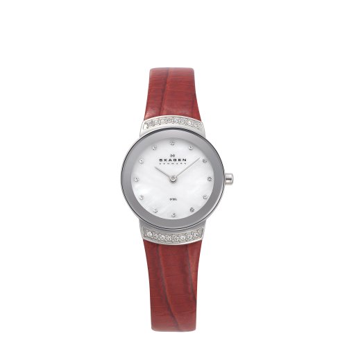 Skagen Denmark Womens Watch Luxury on Red Leather #812SSLR1