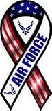 2-in-1 Red, White, and Blue Air Force 8" Ribbon Car Magnet
