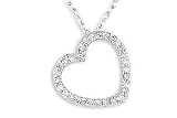1/7 Carat Diamond 14K White Gold Heart Pendant w/Chain
