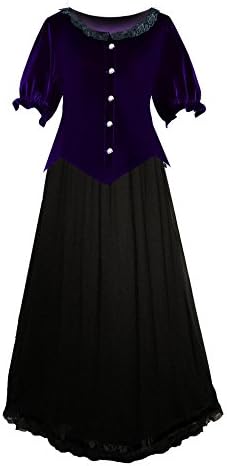 Victorian Steampunk Gothic Renaissance Velvet Top &amp; Long Skirt (2X, Purple Black)