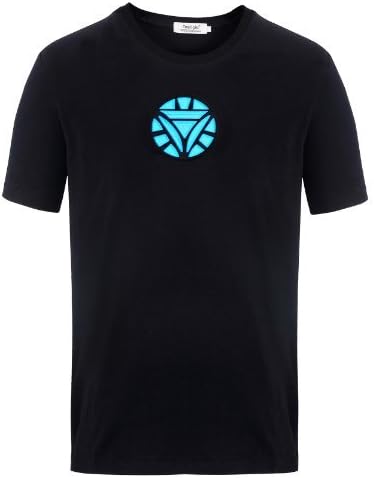 TeelightÂ®Tony Stark Light-Up Arc Reactor LED Iron Man 2 Black T Shirt (Men: Medium) by Teelight