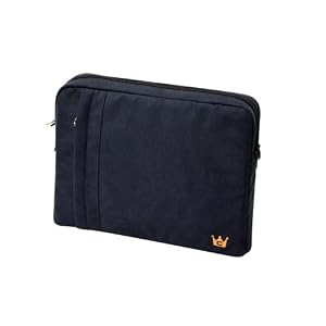 CaseCrown Faux Suede Protective Sleeve with Shoulder Strap and Pocket - Blue Asphalt for Acer Aspire One Pro 11.6-inch Netbook