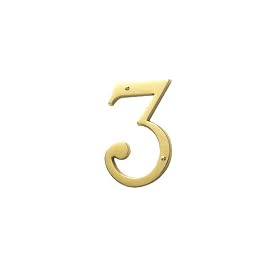 Baldwin 90673.003.CD Solid Brass House Number 3, Polished Brass - Lacquered