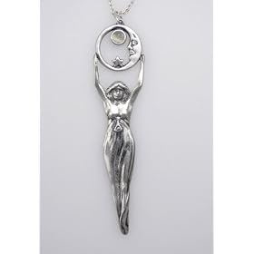 Sterling Silver Moon Goddess with Genuine Gemstones Proudly Made in America