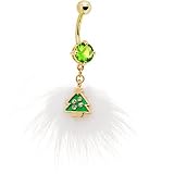 Green Gem Gold Tone Snow Christmas Tree Belly Ring 317ghrAJ46L. SL160 Green Gem Gold Tone Snow Christmas Tree Belly Ring