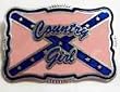 COUNTRY GIRL PINK BELT BUCKLE,WITH REBEL FLAG