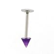 STAINLESS STEEL LABRET PURPLE Gauge: 16, Ball Size: 3mm, Length: 8mm Sold as a Pair