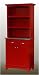 Buffet with Open Hutch - Red/ Stainless Steel