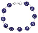 Sterling Silver Evil Eye Bracelet Navy Blue