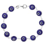 Sterling Silver Evil Eye Bracelet Navy Blue